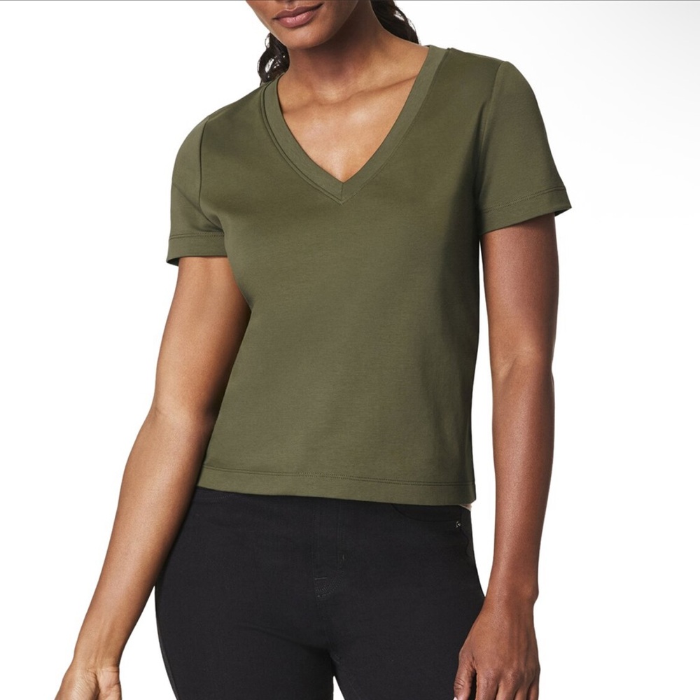 Spanx Cool Cotton V-Neck Tee NWT